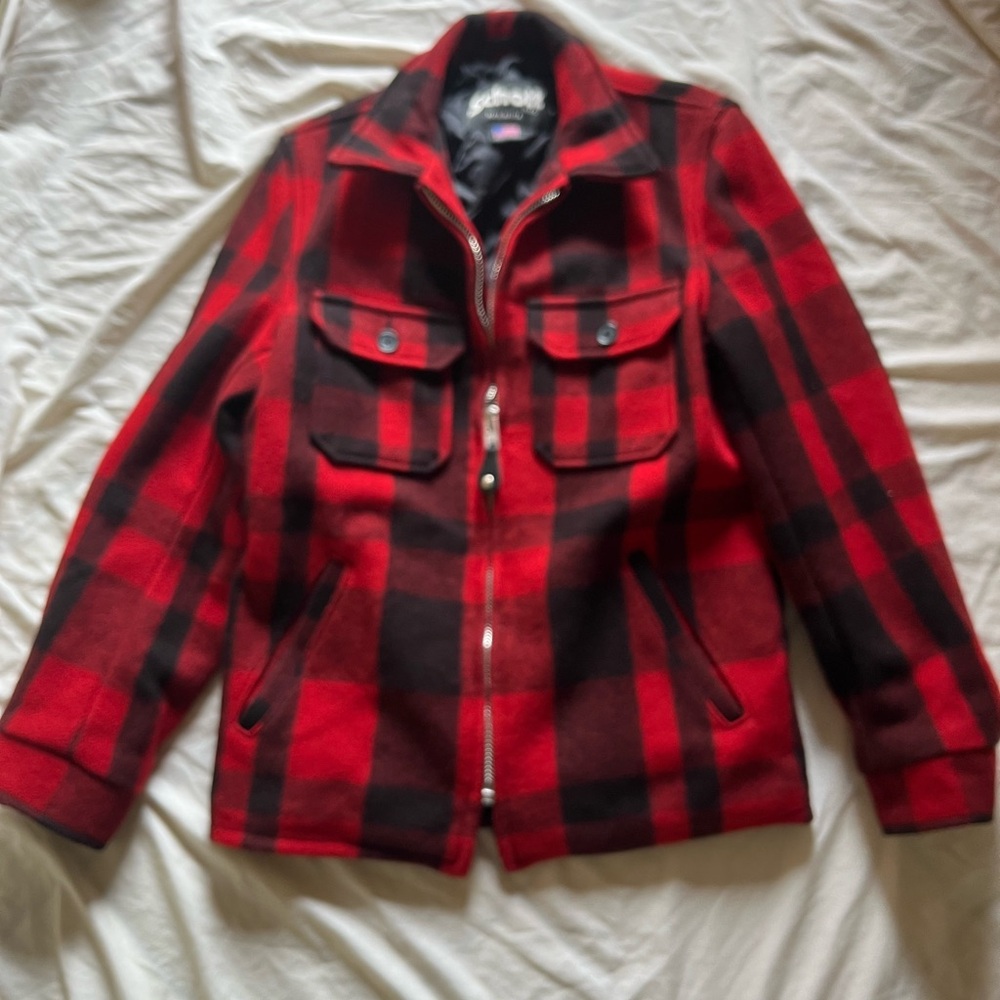 Schott Rancher Mens Buffalo Plaid Wool Coat SZ S